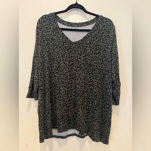 Market & Spruce Gray Boxy 3/4 Sleeve Blouse